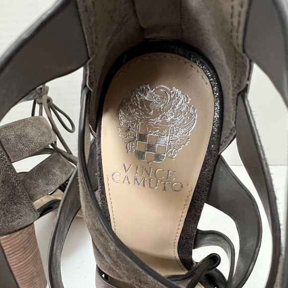 Vince Camuto Phandras Stacked Heel Sandal Heels Dark Taupe Women's 8 M - Picture 6 of 10